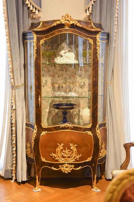 国内现货独角鹿西洋古董家具大师林克铜鎏金装饰细木工玻璃展示柜 商品图1