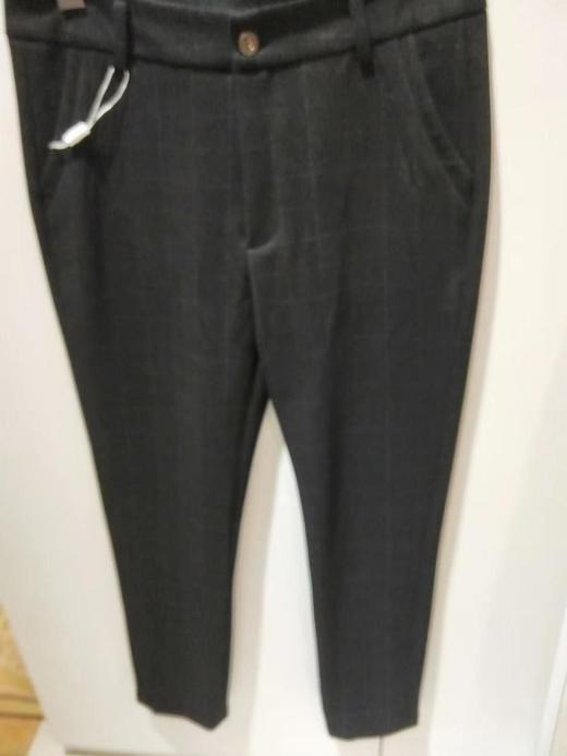 3楼康尼威秋春款方格小脚休闲西裤黑灰色货号A9009 商品图0