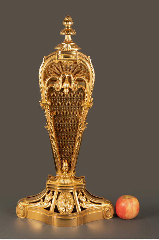 独角鹿西洋古董法国路易十六风铜鎏金镂雕浮雕可折叠扇形壁炉屏风 商品图1