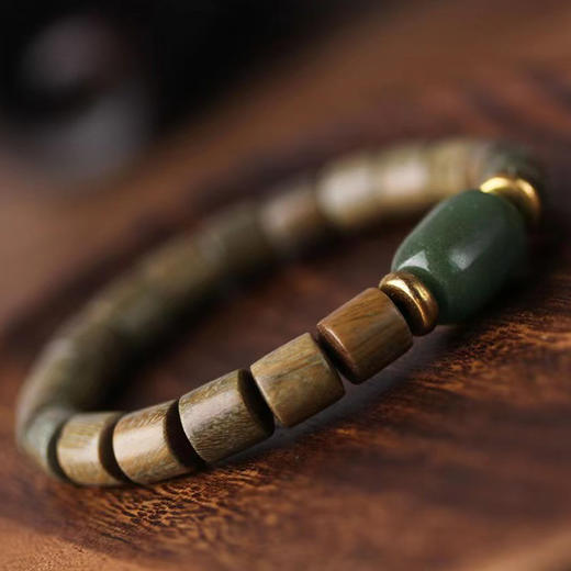 六鑫珠宝 绿檀木桶珠DIY青枝绿叶款手串规格0.8男女念珠 商品图3