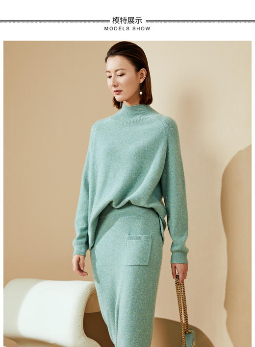 “名媛“J204246颈袖添香2024品牌秋冬季新款慵懒风宽松毛衣修身J20424692 商品图3