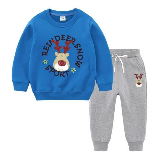 【圣诞复合绒保暖套装】儿童秋冬宝宝加绒加厚套装儿童复合加绒长袖两件套装 商品图10