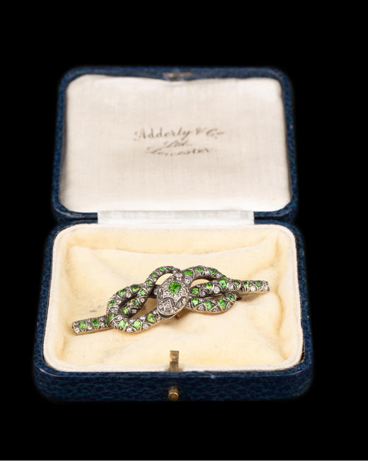 独角鹿西洋古董珠宝首饰黄金纯银镶嵌钻石沙弗莱石灵蛇造型胸针 商品图4