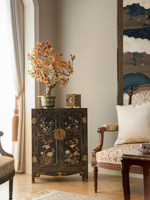 国内现货独角鹿西洋古董家具创汇时期中国回流百宝嵌漆器柜立柜边 商品图0