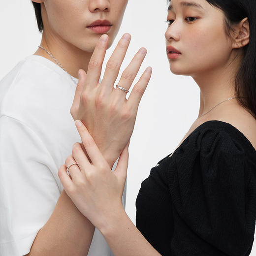 卡蒂罗菱爱情侣对戒一对纯银款戒指小众设计款2022年新款送男女友 商品图1