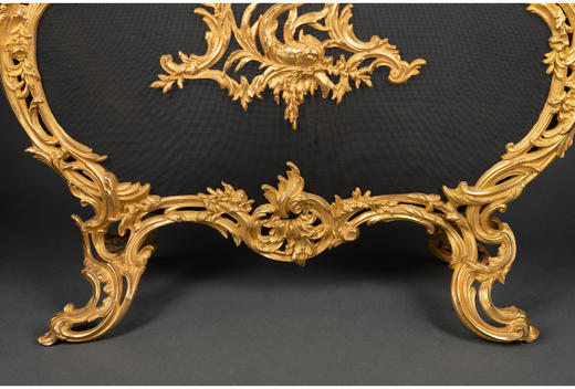 独角鹿西洋古董拿破仑三世时法国路易十五风格茛苕铜鎏金壁炉屏风 商品图4