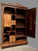 独角鹿西洋古董家具漆木镶嵌母贝浮雕彩绘东方花鸟风景多宝阁立柜 商品缩略图2