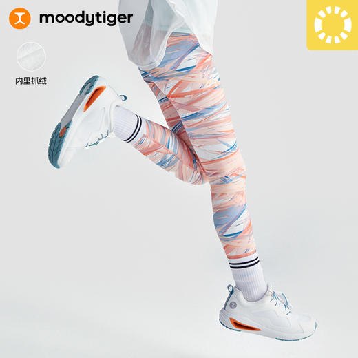 【福利】moodytiger瑜伽裤男女童外穿印花保暖加绒运动紧身裤| 小暖阳 M24211406 商品图0
