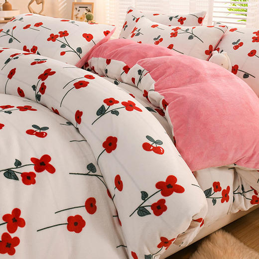 冬季加厚绒四件套加绒保暖珊瑚绒被套法兰绒床单被罩床上用品exo9 商品图5