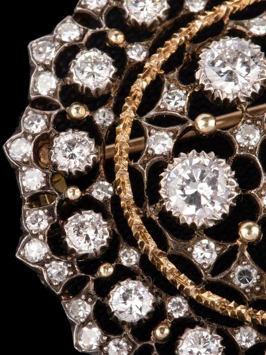 独角鹿西洋古董意大利珠宝工坊布契拉提出品金银镂雕镶嵌钻石胸针 商品图1