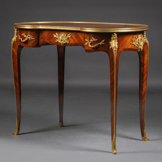 独角鹿西洋古董家具林克François Linke镀金青铜细木镶嵌书桌 商品图2