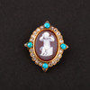 独角鹿西洋古董珠宝首饰黄金镶嵌钻石绿松石玛瑙卡梅奥浮雕胸针 商品缩略图0