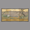 独角鹿西洋古董日本狩野派风格纸本金地山水花鸟主题六曲屏风 商品缩略图0