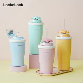 乐扣乐扣（LOCK&LOCK）泡泡保温杯吸管咖啡杯316不锈钢LHC3301