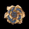 独角鹿西洋古董珠宝首饰14k玫瑰金镶嵌蓝宝石花朵造型胸针 商品缩略图0