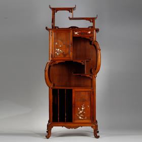 独角鹿西洋古董家具1890年代法国胡桃木珍贵材质展示柜立柜