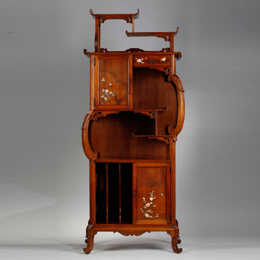 独角鹿西洋古董家具1890年代法国胡桃木珍贵材质展示柜立柜 商品图0