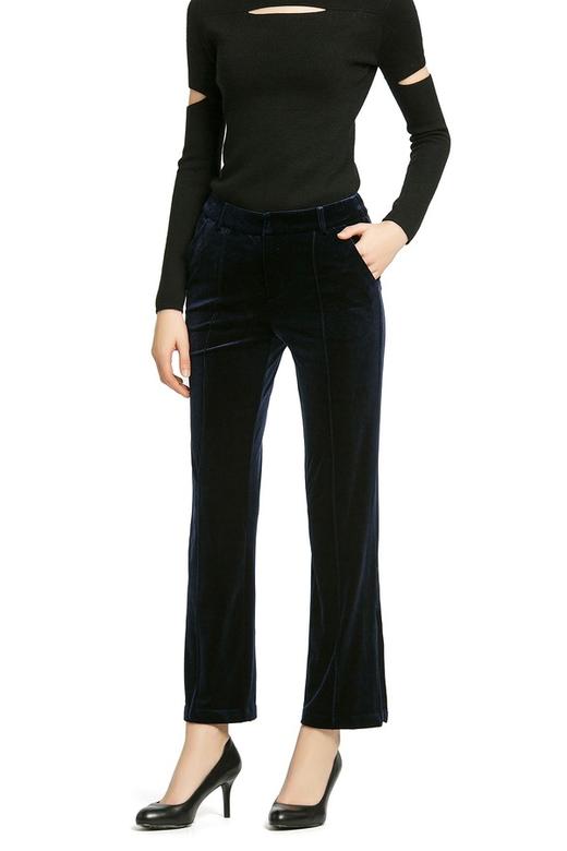 Eifini伊芙丽 藏蓝色灯芯绒喇叭裤 405 商品图1