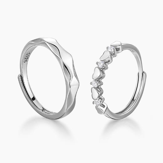 KADER卡蒂罗 为爱加冕 S925银 可调节戒指一对小众设计款 男女同款情侣款 银白色 轻奢小众设计礼盒款 商品图5