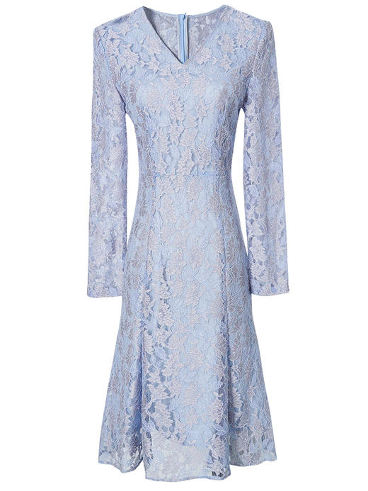 剩M/L/XL 米思阳2026春季新款优雅气质金葱刺绣蕾丝中长裙鱼尾连衣裙0076 商品图3