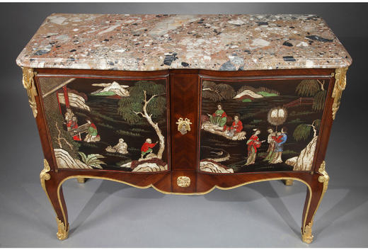 独角鹿西洋古董家具铜鎏金饰大理石款彩漆雕东方风格橡木橱柜斗柜 商品图4