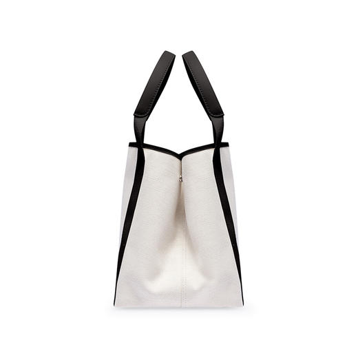 【一】BALENCIAGA 巴黎世家 女士米白色棉帆布和黑色牛皮革小号手提包 混色 339933 2HH3N 9260 商品图1