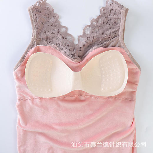 冬季新款1931保暖背心加绒加厚双层蕾丝美背无缝V领大码马甲打底 商品图3