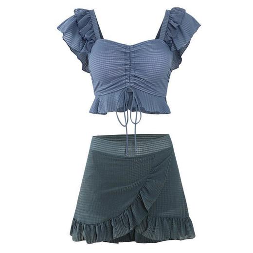 泡温泉泳衣女分体保守学生裙式遮肚显瘦性感韩国ins2020新款游泳 商品图4