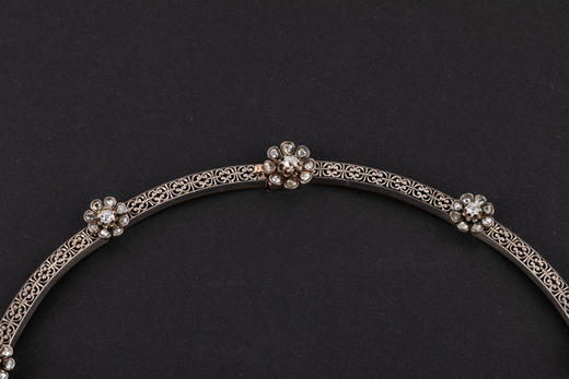 独角鹿西洋古董珠宝首饰法国ROUVENAT金银镶嵌钻石Collerette项链 商品图2