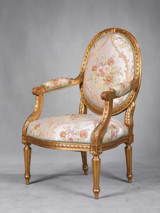 【已售】国内现货独角鹿西洋古董家具法国路易十六风实木鎏金扶手椅一对 商品图4