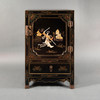 独角鹿西洋古董家具20世纪中国出品传统人物黑漆底百宝嵌边柜立柜 商品缩略图0