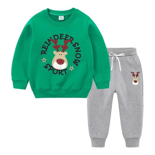 【圣诞复合绒保暖套装】儿童秋冬宝宝加绒加厚套装儿童复合加绒长袖两件套装 商品图9