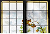 独角鹿西洋古董法国新艺术时期出品葡萄藤蔓主题彩绘玻璃花窗一对 商品缩略图1