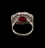 独角鹿西洋古董珠宝首饰1965年代法国18k白金镶嵌钻石红宝石戒指 商品缩略图2