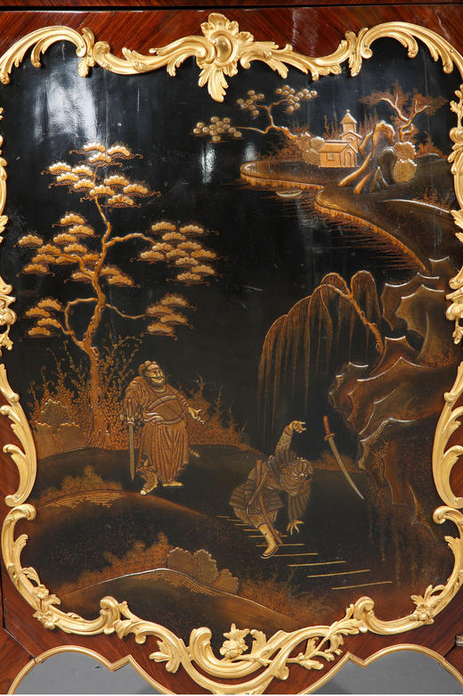 独角鹿西洋古董家具洛可可风铜鎏金大理石黑漆描金橡木三角柜边柜 商品图4