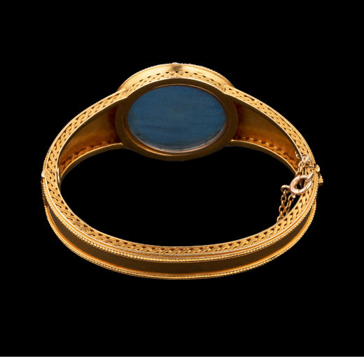 独角鹿西洋古董珠宝首饰C.G工坊18k金镶嵌钻石珍珠祖母绿圆章手镯 商品图4