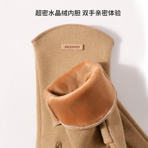 「5色可选！两指可翻盖」冬季德绒保暖手套 女户外骑车防寒加绒加厚手套指尖翻盖触屏配饰 商品图2