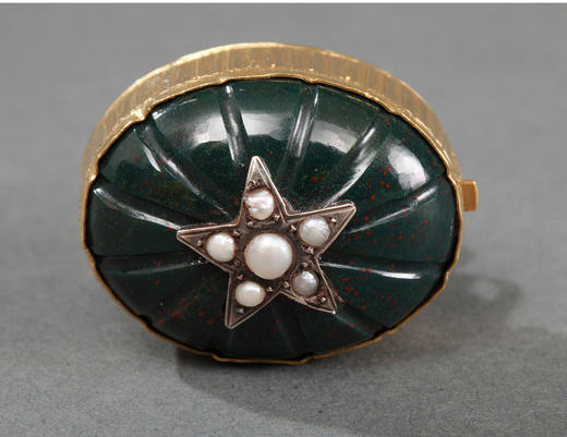 独角鹿西洋古董法国18K金镶嵌血滴石野生珍珠八音盒挂坠 商品图4