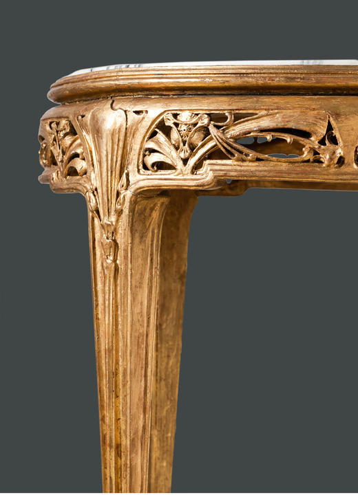 独角鹿西洋古董家具法国期大理石桌面古典花卉精雕木鎏金圆形桌几 商品图4