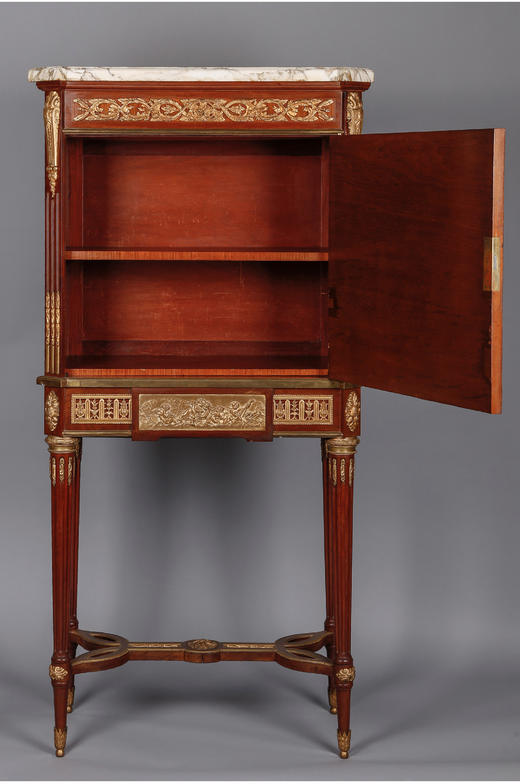 独角鹿西洋古董家具法国新古典风格铜鎏金手绘瓷板细木镶嵌橱柜 商品图2