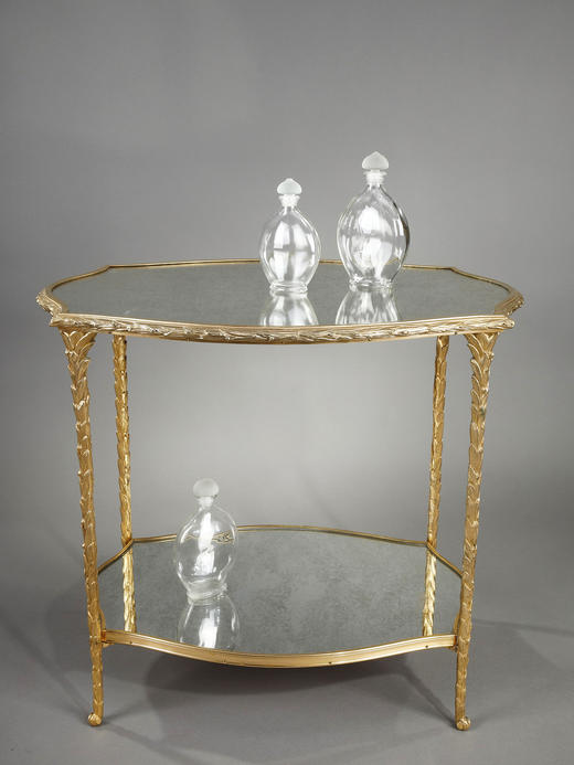 独角鹿西洋古董家具Baguès铜鎏金桌脚月桂树花环烟熏双镜边桌子 商品图2