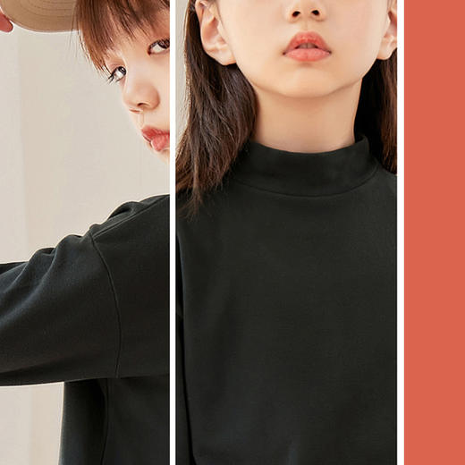 【买一送一】【A类品质】秋冬新款6色儿童打底衫加绒双面保暖半高领儿童上衣内搭中大童长袖T恤 商品图4