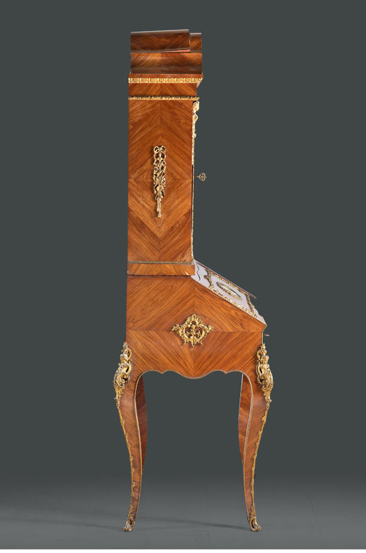 独角鹿西洋古董家具小天使主题铜鎏金手绘瓷面画木质写字台办公桌 商品图3