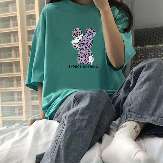 白色纯棉大码短袖T恤学生女装胖mm夏装韩版新款宽松超显瘦上衣服 商品图1