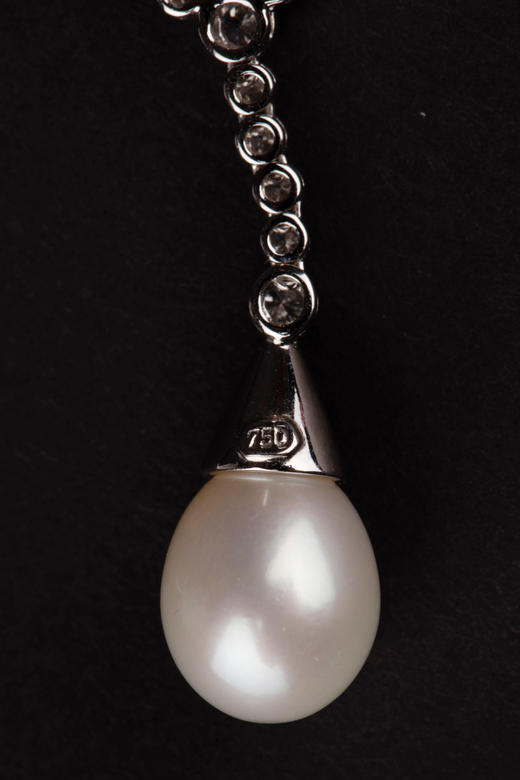 独角鹿西洋古董珠宝首饰钻石海水养殖珍珠镶嵌18K铂金项链 商品图4