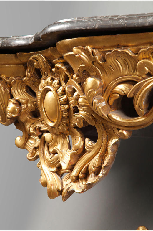 独角鹿西洋古董家具路易十五风格木质鎏金大理石桌面边桌玄关桌 商品图4