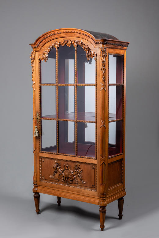 国内现货独角鹿西洋古董家具路易十六风格胡桃木雕花玻璃展示柜 商品图2