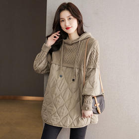 今年流行的毛衣拼接套头，宽松外穿厚款连帽针织衫上衣新款CC-22-3670