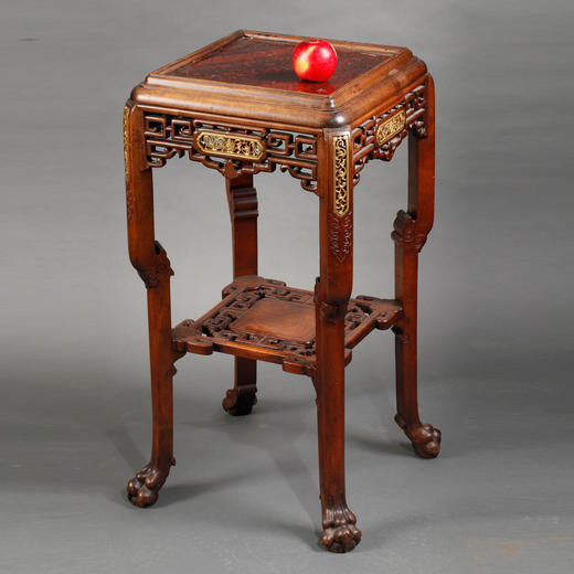 独角鹿西洋古董家具法国维亚多风格木嵌鎏金大理石桌面茶桌茶台 商品图1