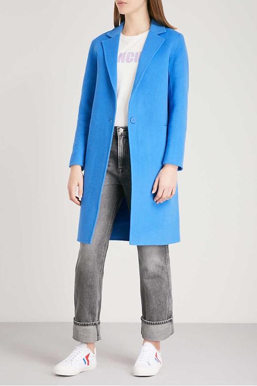 sandro 经典蓝色翻领大衣 9720 商品图0